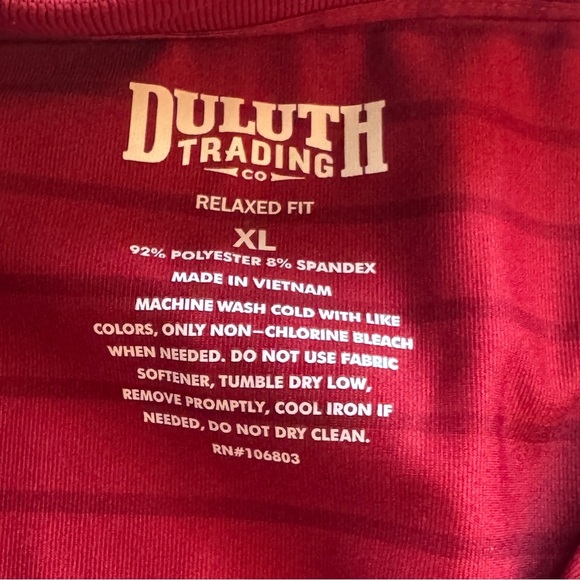 Duluth Trading Red Men's Knuckledown Short Sleeve Stripe Polo Pocket Relaxed XL - Picture 2 of 7